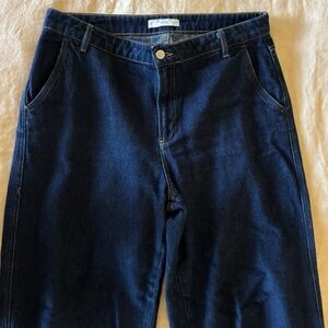 MANGO Dark Wide Leg Baggy Denim
